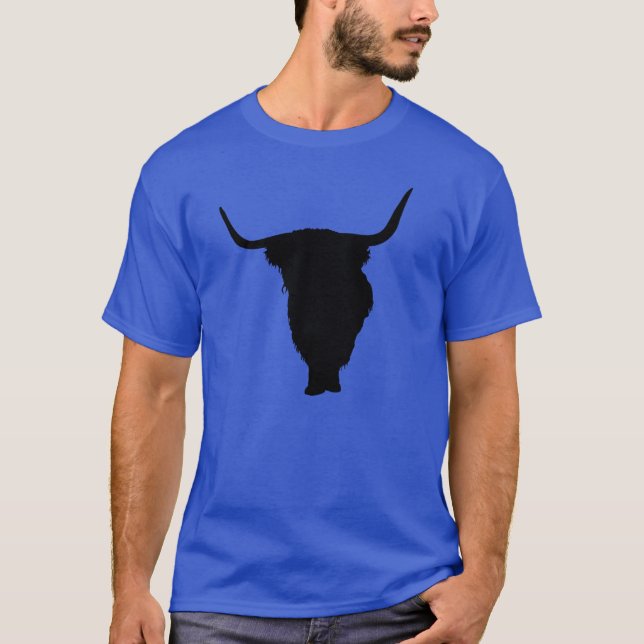 Höglands- kosvarttryck t shirt (Framsida)