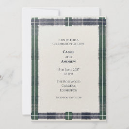Höglands Noir Modern Tartan Bröllopsinbjudan Inbjudningar