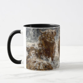 Höglands Själ: Nyckfulla Snöiga Kor Vintage Mugg