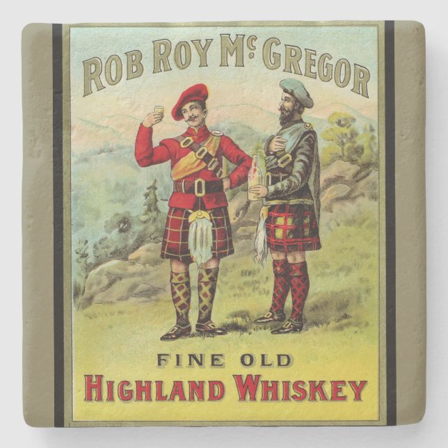 Höglands skotsk whisky-etikett stenunderlägg (Framsidan)