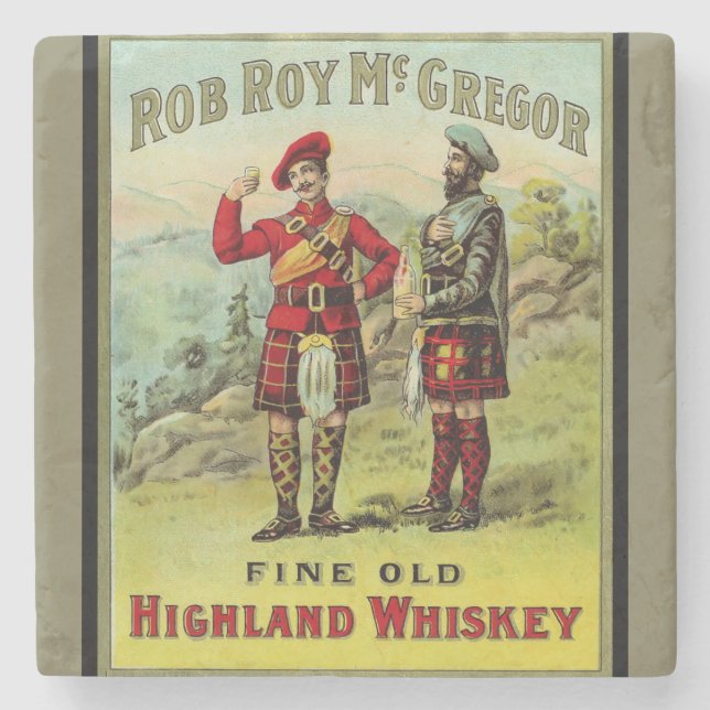 Höglands skotsk whisky-etikett stenunderlägg (Framsidan)