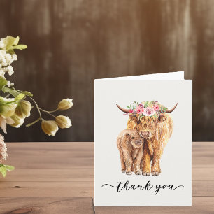 Höglandsboskap Baby Shower Tack nedladdningsbart  Kort