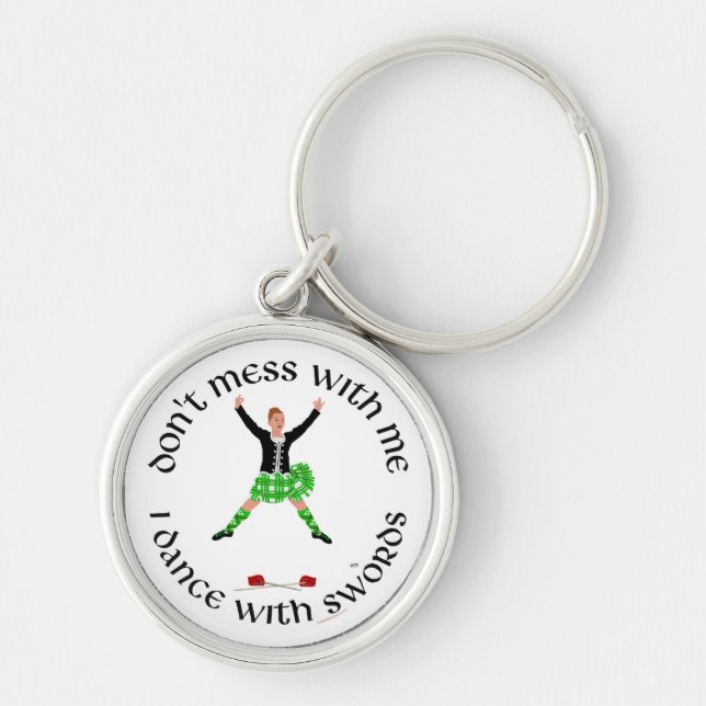 Höglandsdansare Rör Mig Inte Rund Silverfärgad Nyckelring (Framsidan)