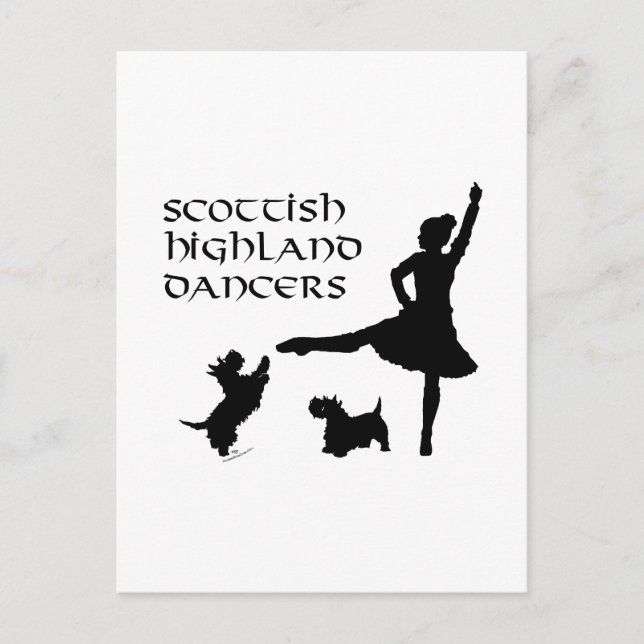 Höglandsdansare Scottie Hundar Vykort (Framsida)