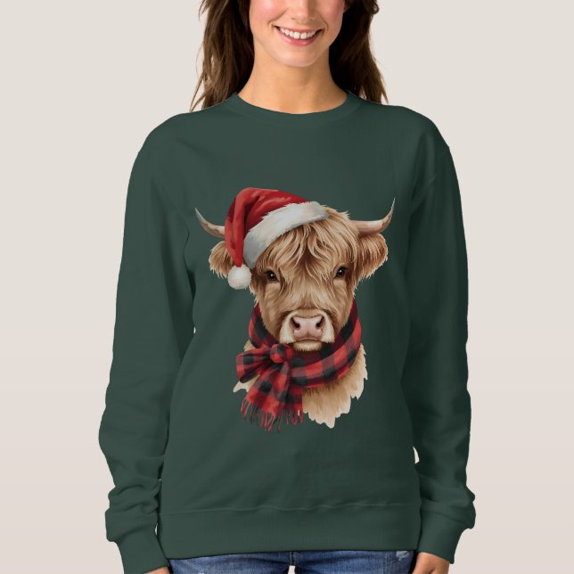 Höglandsgris jul Santa hatt T Shirt (Framsida)