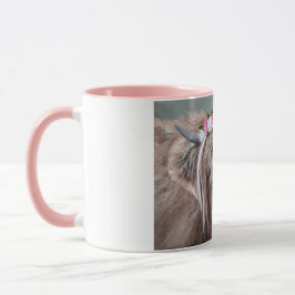 Höglandsgris med rosa och vit krona mugg