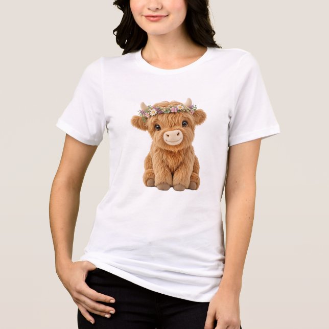 Höglandsgris med vildblomskrans t shirt (Framsida)