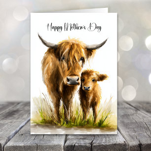 Höglandsgris och Kalv Mors Dag Helgkort