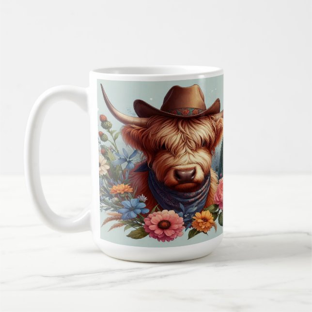 Höglandsgris som bär cowboyhatt kaffemugg (Vänster)
