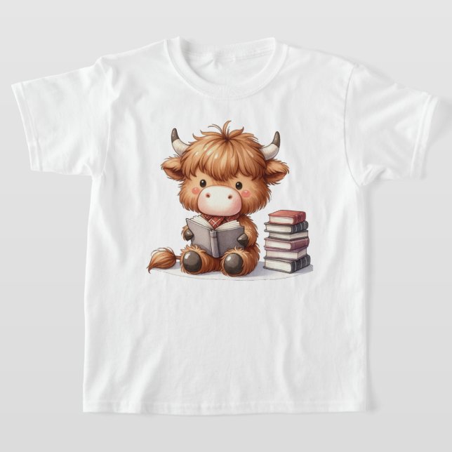 Höglandsgris som läser böcker t shirt (Laydown)
