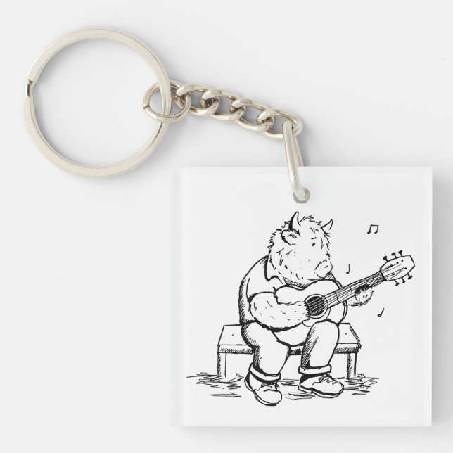 Höglandsgris spelar akustisk gitarr (Framsidan)