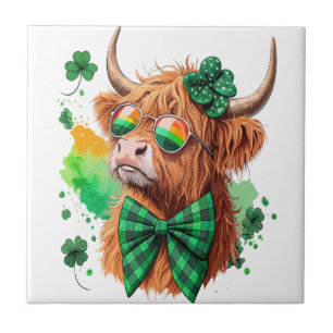 Höglandsgris St Patrick's Png, Lucky Ko Kakelplatta