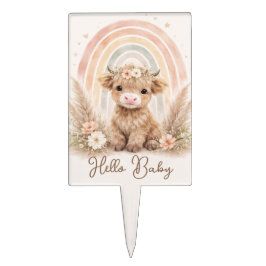 Höglandska Ko Baby Shower Tårta Dekoration Mjuk Re Tårtdekoration