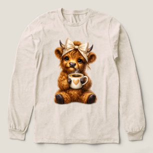 Höglandska ko dricker kaffe med söt leopardbåge —  t shirt