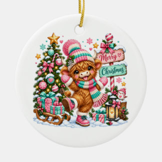 Höglandska Ko God Jul Julgransprydnad Keramik