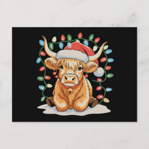 Höglandska Ko Jul Tomte Jul Xmas Högtid Helg Vykort