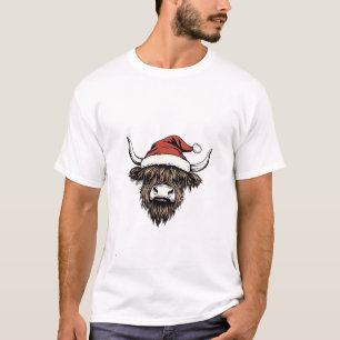 Höglandska Ko Jul Xmas Santa Ullig Gård T Shirt