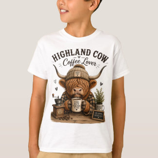 Höglandska Ko Kaffee Fan Vintage Estetik Grafi T Shirt