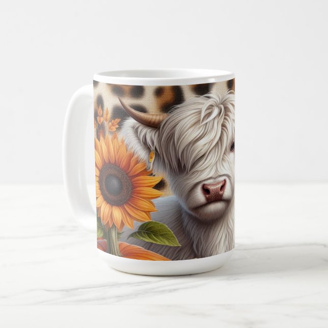 Höglandska ko omgiven av höstpumpor  kaffemugg (Framsida vänster)