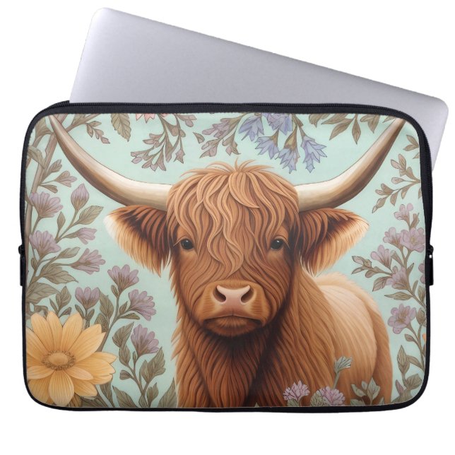 Höglandska Ko Pastell William Morris Inspirerad Bl Laptop Fodral (Framsidan)