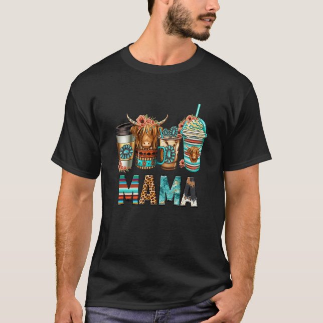 Höglandska ko turkos kaffekoppar MAMA lada mamma v T Shirt (Framsida)