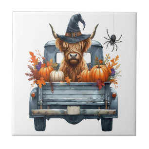 Höglandska kor Halloween höst Kakelplatta