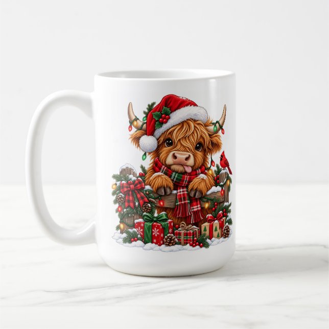 Höglandska Kor Julgåvor Mysig Jul Kaffemugg (Vänster)