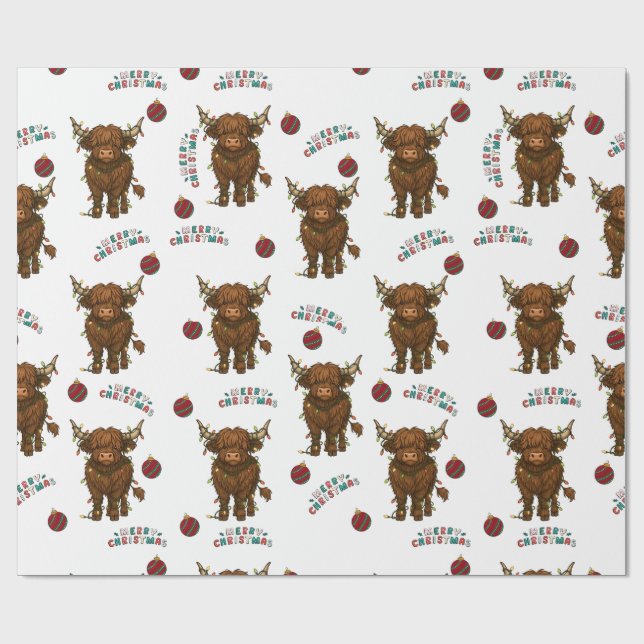 Höglandska kor julinpackningspapper presentpapper (Platt)