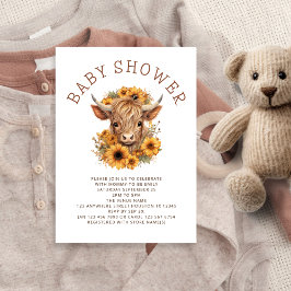 Höglandska kor solrosor baby shower inbjudningar