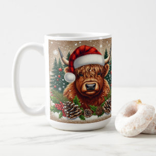Höglandskål i tomten med Helgdag Dekorationer Kaffemugg