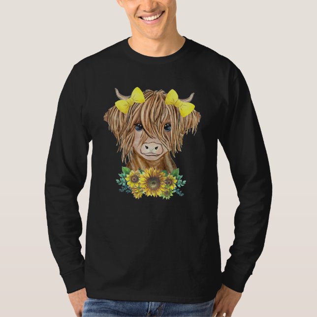 Höglandskål med solblommor t shirt (Framsida)