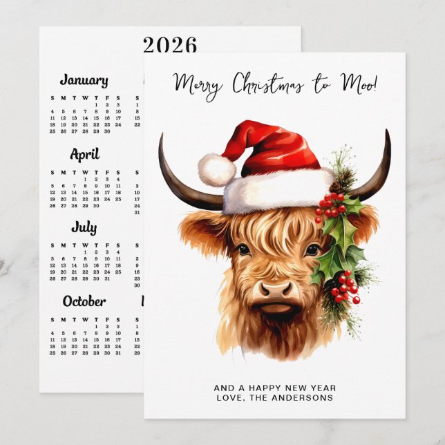Höglandskö 2025 Kalender Festive God jul Julkort (Fram/baksida)