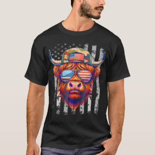Höglandskö 4 juli USA flagga Pappa Far Amerika T Shirt