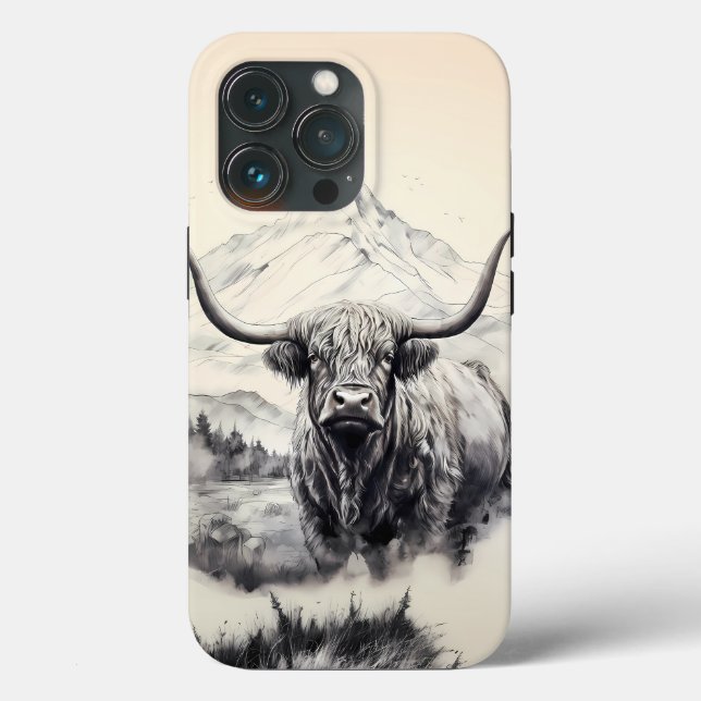 Höglandskö iphone case med majestiska berg (Baksida )