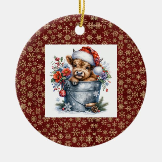 Höglandskö - jul julgransprydnad keramik (Framsidan)