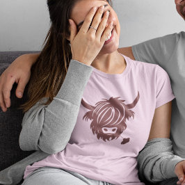 Höglandskö Par Matchning av Rosa Valentines day T Shirt