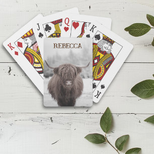 Höglandsko Skottland Rustik Gårdsmonogram Casinokort