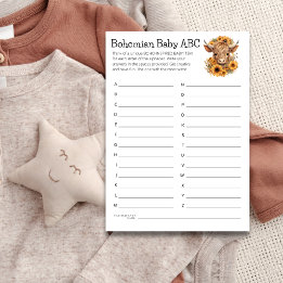 Höglandskort Boho Baby ABC Shower Game Card Inbjudningar