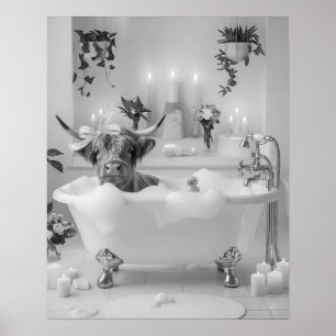 Höglandskund Bubble Bath Bathroom Black and White Poster