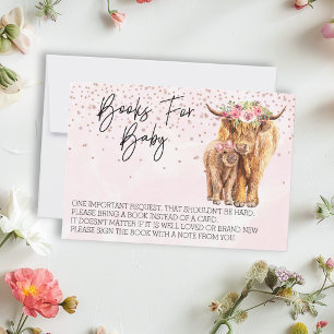 Höglandsnötkreatur Rosa Baby Shower Böcker Baby Inbjudningar