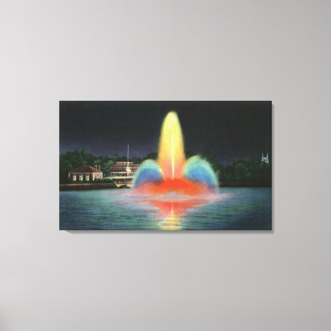 Höglandsparken Reservoir belyst på natten Canvastryck (Framsida)