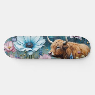 Höglandsteckans Blommigt Färgfläckar Kosmos II Mini Skateboard Bräda 18,5 Cm