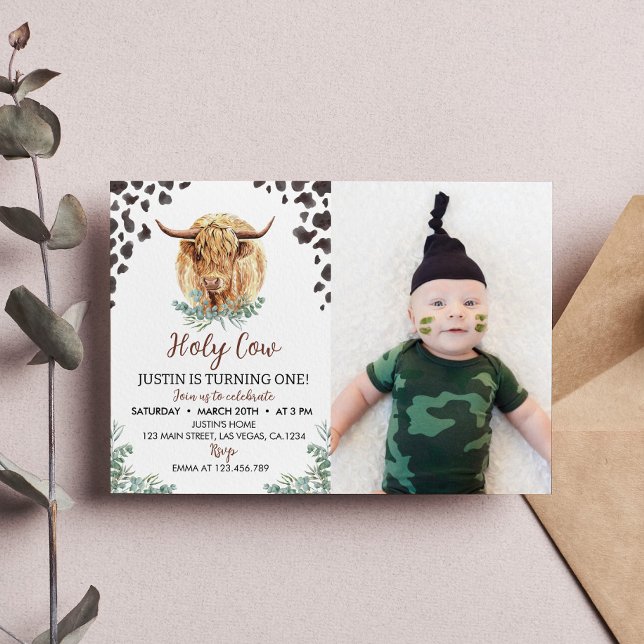 Höglandsteckinbjudan 1:a födelsedag inbjudningar (Skapare uppladdad)