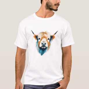 Höglandstekkonst med vektor med brant Färg T Shirt