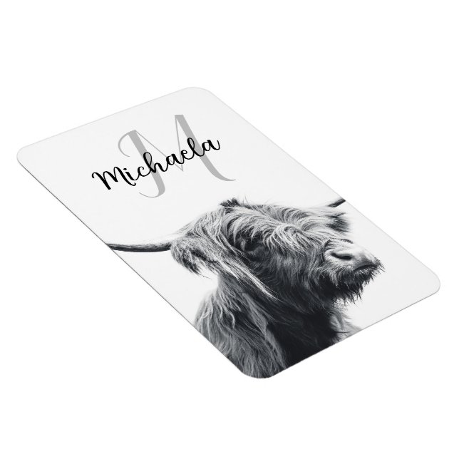Höglandstko porträtt inledande monogram svart vitt magnet (Högersidan)