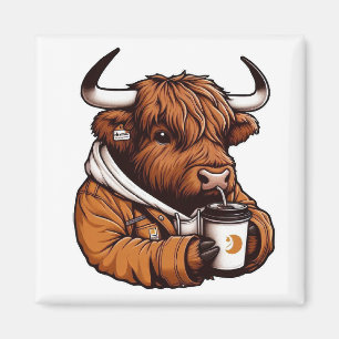 Högllandskö i Jacka som kan få en Mysigt kaffe Magnet