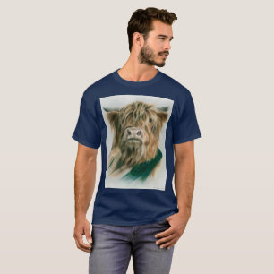 Högllandskö med blå och Grönt Pput T-Shirt
