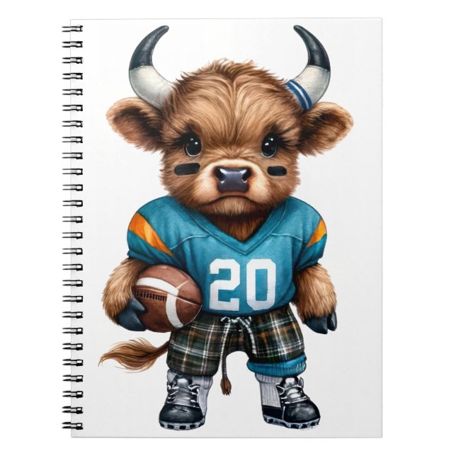 Högllandskon och fotboll anteckningsbok (Framsidan)