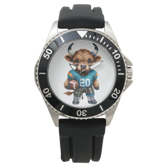 Högllandskon och fotboll armbandsur (Framsida)