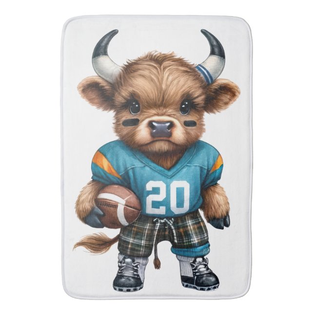 Högllandskon och fotboll badrumsmatta (Framsidan (Vertikal))